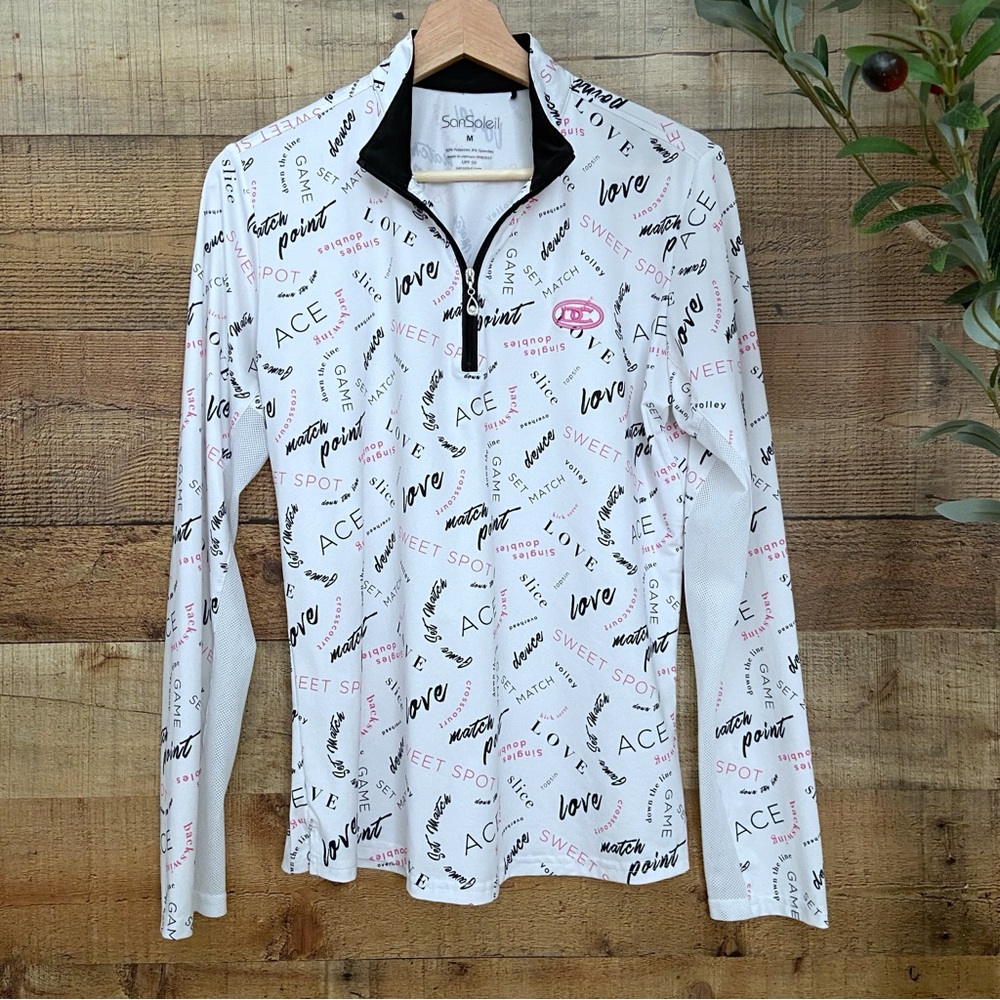 Sun Protection SAN SOLEIL Tennis-Themed Print Pullover☀️UPF 50